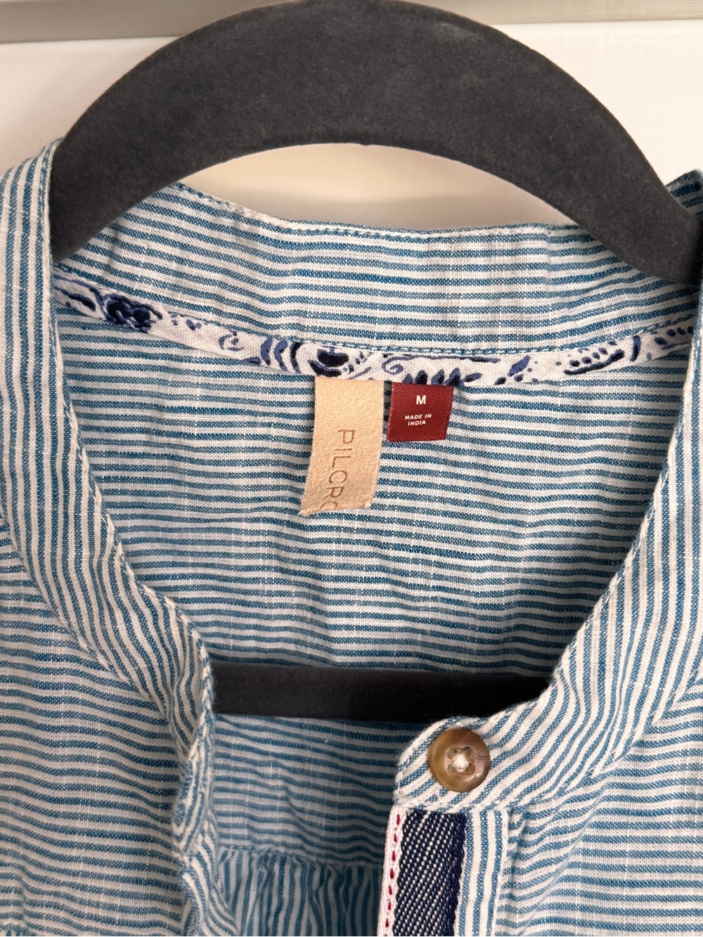 Pilcro Blue and White Striped Peasant Button-Front Shirt - Picture 5 of 10